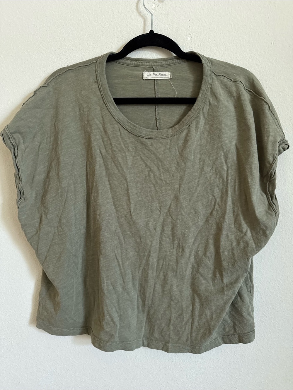 Free People We The Free You Rock Olive green Boxy Short Sleeve Tshirt L